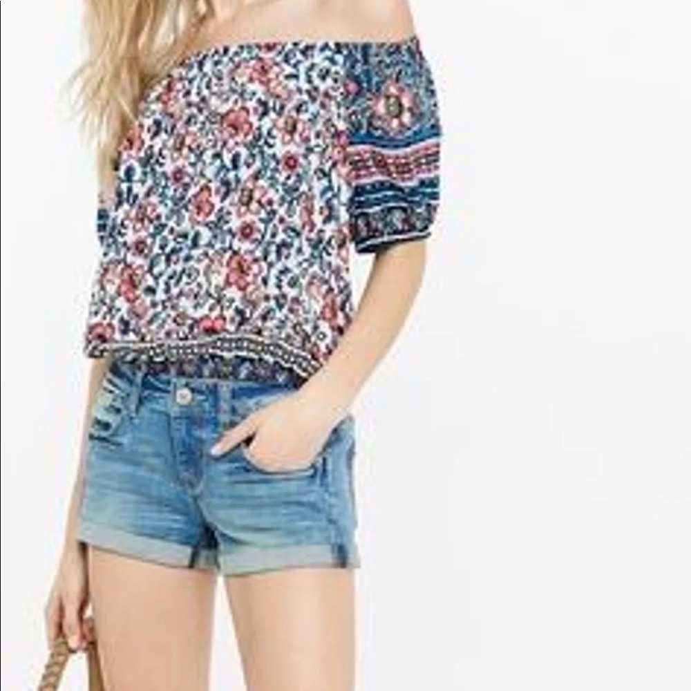 Express smock off the shoulders top